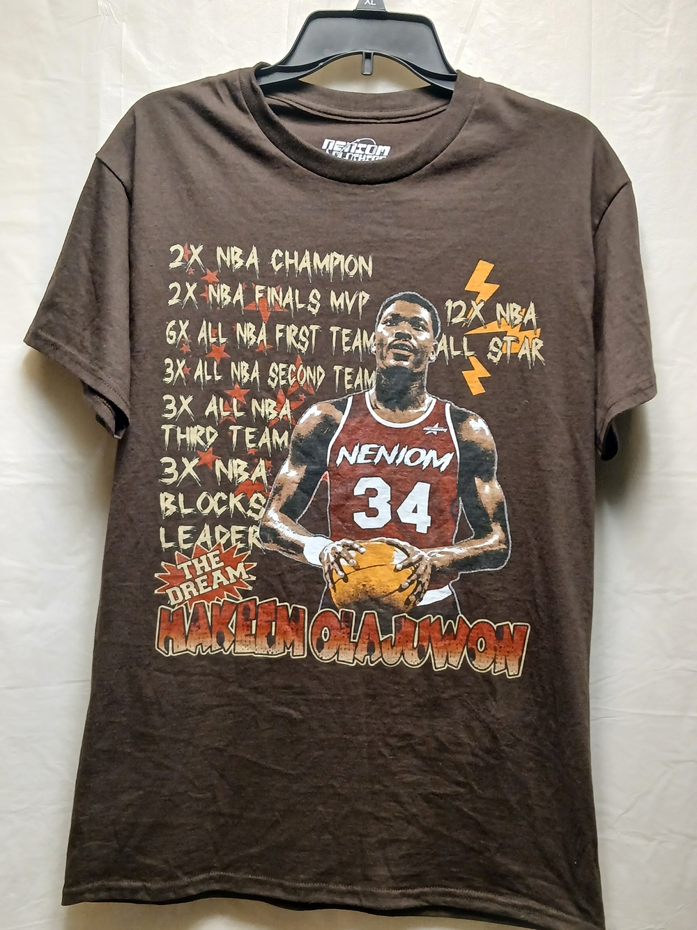 Men's Brown Hakeem Olajuwon Short Sleeve Graphic Tee
